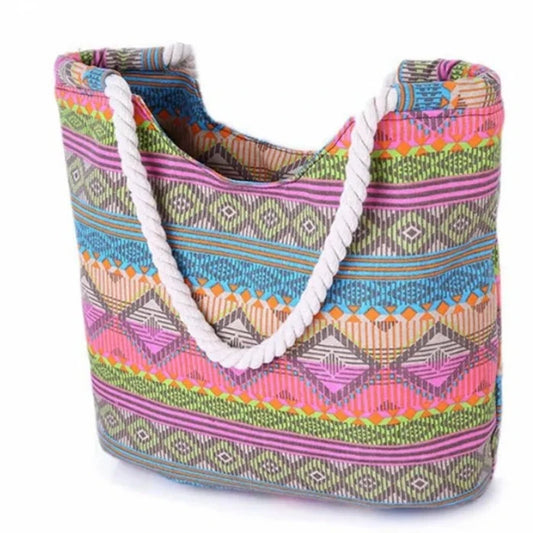 Tropical Canvas Beach Bag